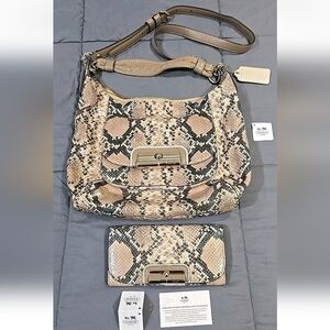 COACH Kristin Embossed Python Leather Satchel Shoulder Bag Purse & Wallet NEW